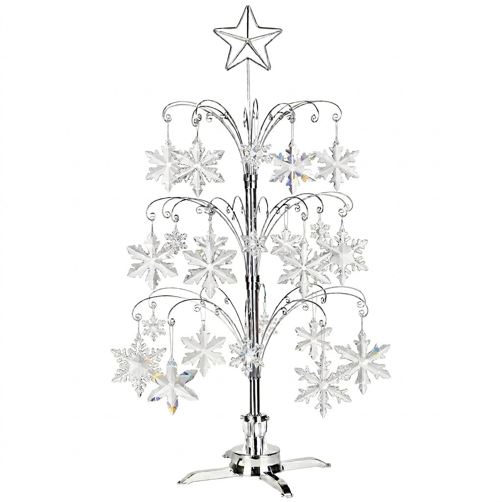HOHIYA Metall Weihnachten Ornament Display Baum drehbarer Ständer 119,4 cm (Silber) 47"H Rotating St