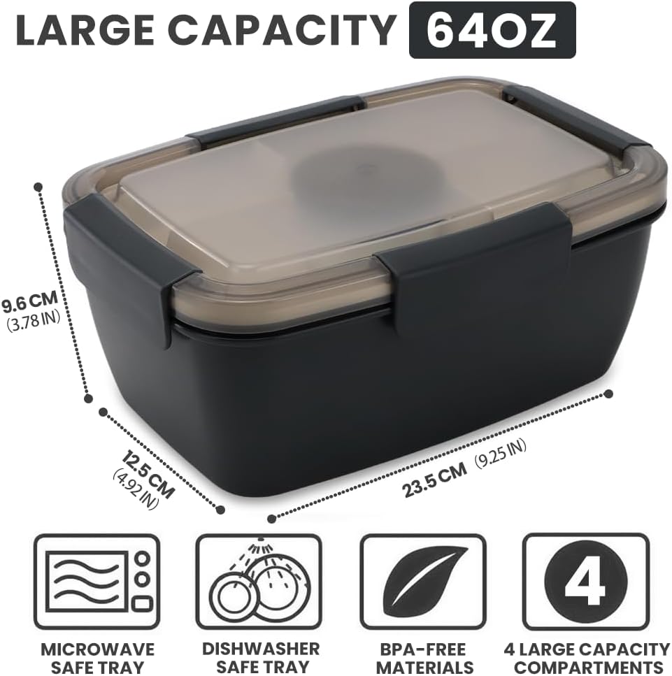 Bugucat Lunchbox Erwachsene 2000ML 2 Set,Auslaufsichere Brotdose Erwachsene Bento Box mit Fächern fü