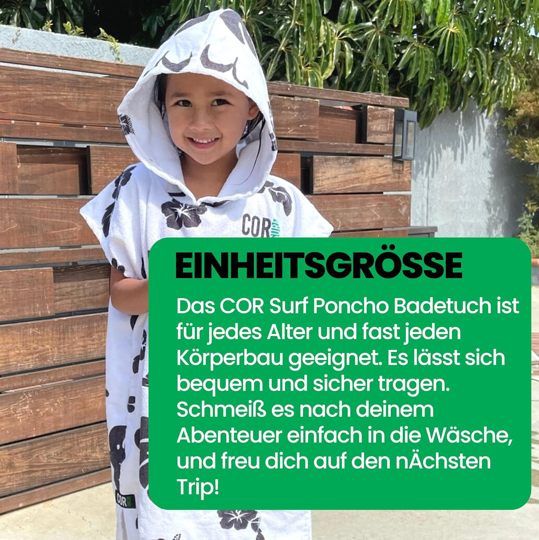 COR Surf Kinder Handtuch Poncho - Weicher, schnell trocknender Bade Poncho aus Mikrofaser, Kapuzenha