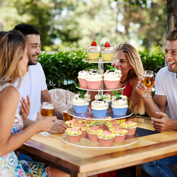weddingwish 4-stufiger runder Cupcake-Ständer, Acryl-Cupcake-Display-Turm für 38 Cupcakes, klarer Cu