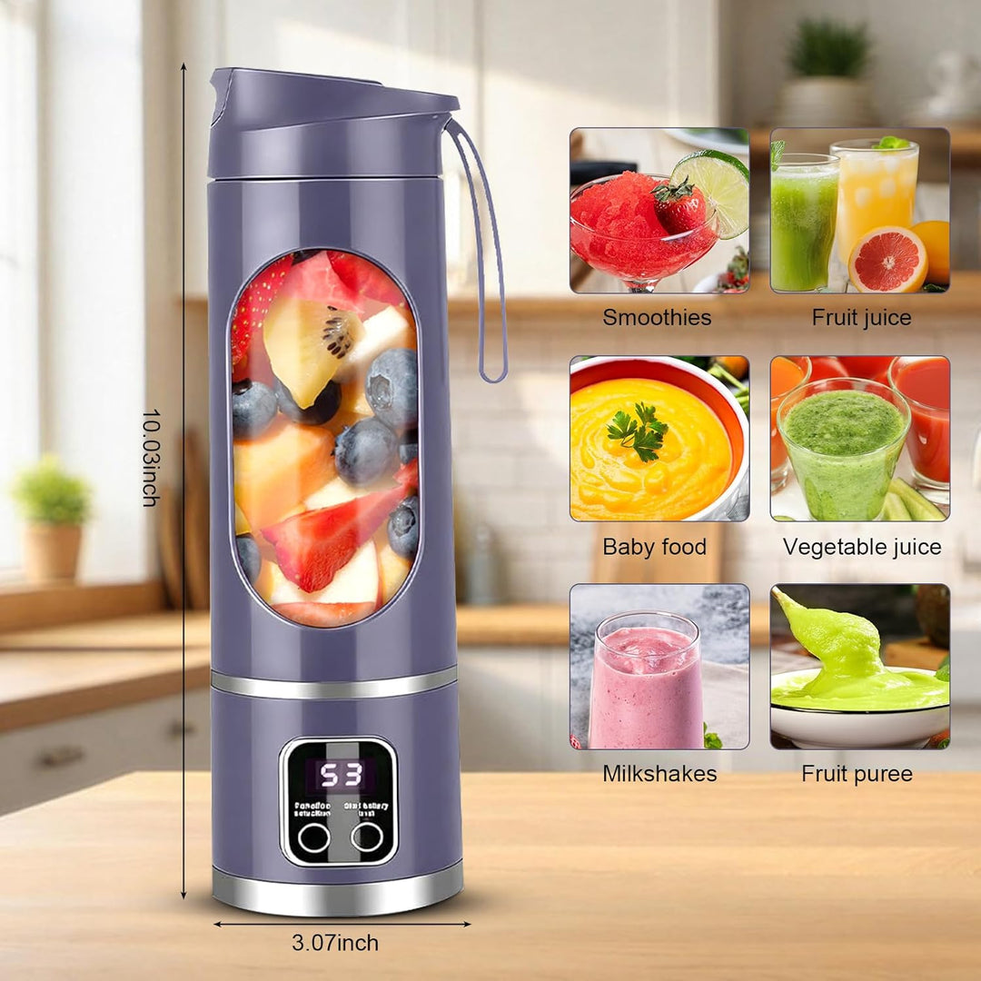 Tragbarer Mixer Smoothie Maker To Go, 450 ml Portable Blender, Mini-Standmixer mit 12 Klingen und LE