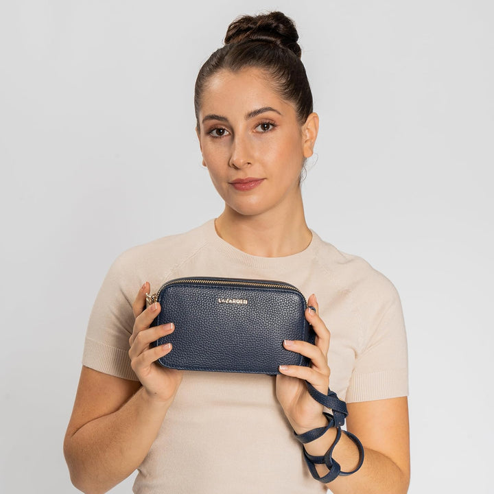 Lazarotti Bologna Leder Umhängetasche Damen | 2 Hauptfächer & längenverstellbarer Schulterriemen | m