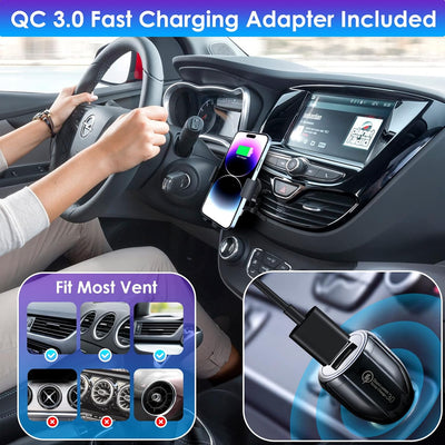 Qoosea 15W Fast Wireless Charger Auto Handyhalterung Mit Ladefunktion, Induktion Doppelspule Kabello