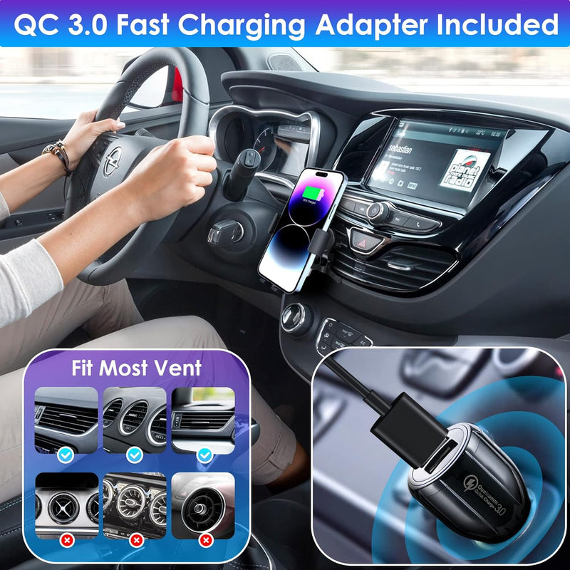 Qoosea 15W Fast Wireless Charger Auto Handyhalterung Mit Ladefunktion, Induktion Doppelspule Kabello