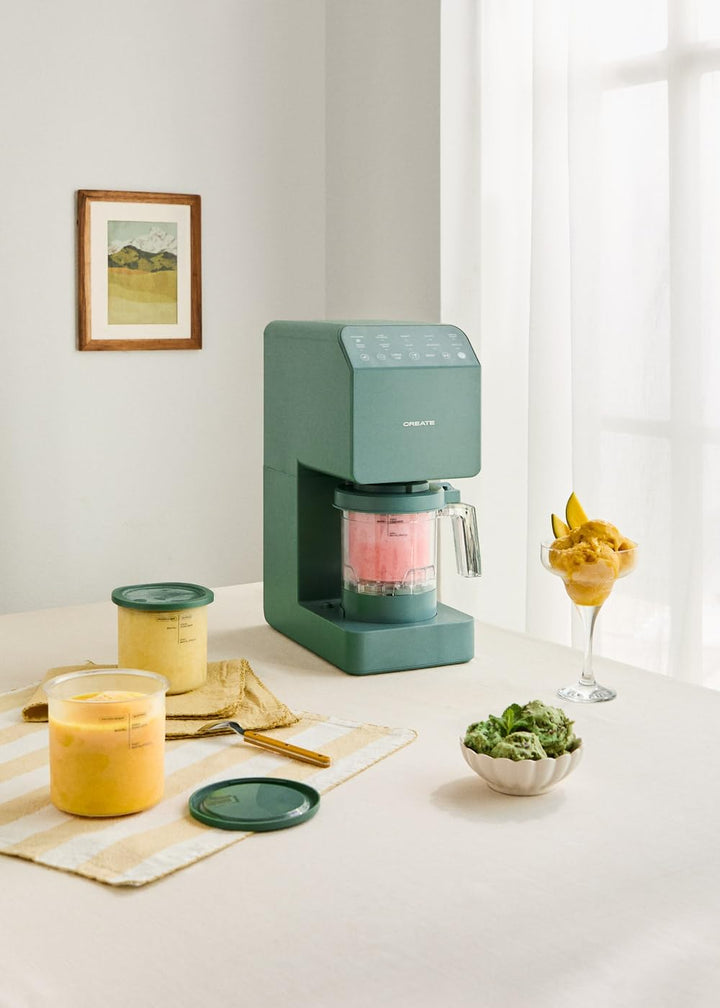CREATE ICE CREAM MAKER STUDIO / Multifunktions-Eismaschine, 600 ml, 3 Behälter, Salbeigrün / Magnetv