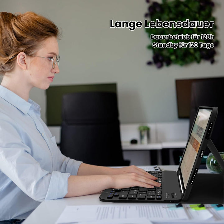 Hülle mit Tastatur für Ipad A16 11 Generation 2025/10 Generation 2022 (10,9/11 Zoll) - QWERTZ Layout