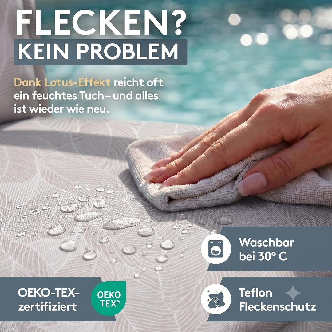 LILENO HOME Gartenstuhl Auflagen als [2er Set - Hochlehner] in Blätter Grau - Bequeme Liegen als Sit