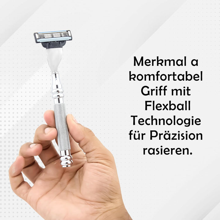 Haryali London Dreikant-kompatibler Rasiermesser &amp; Rasierständer aus Edelstahl - Premium-Auswahl für