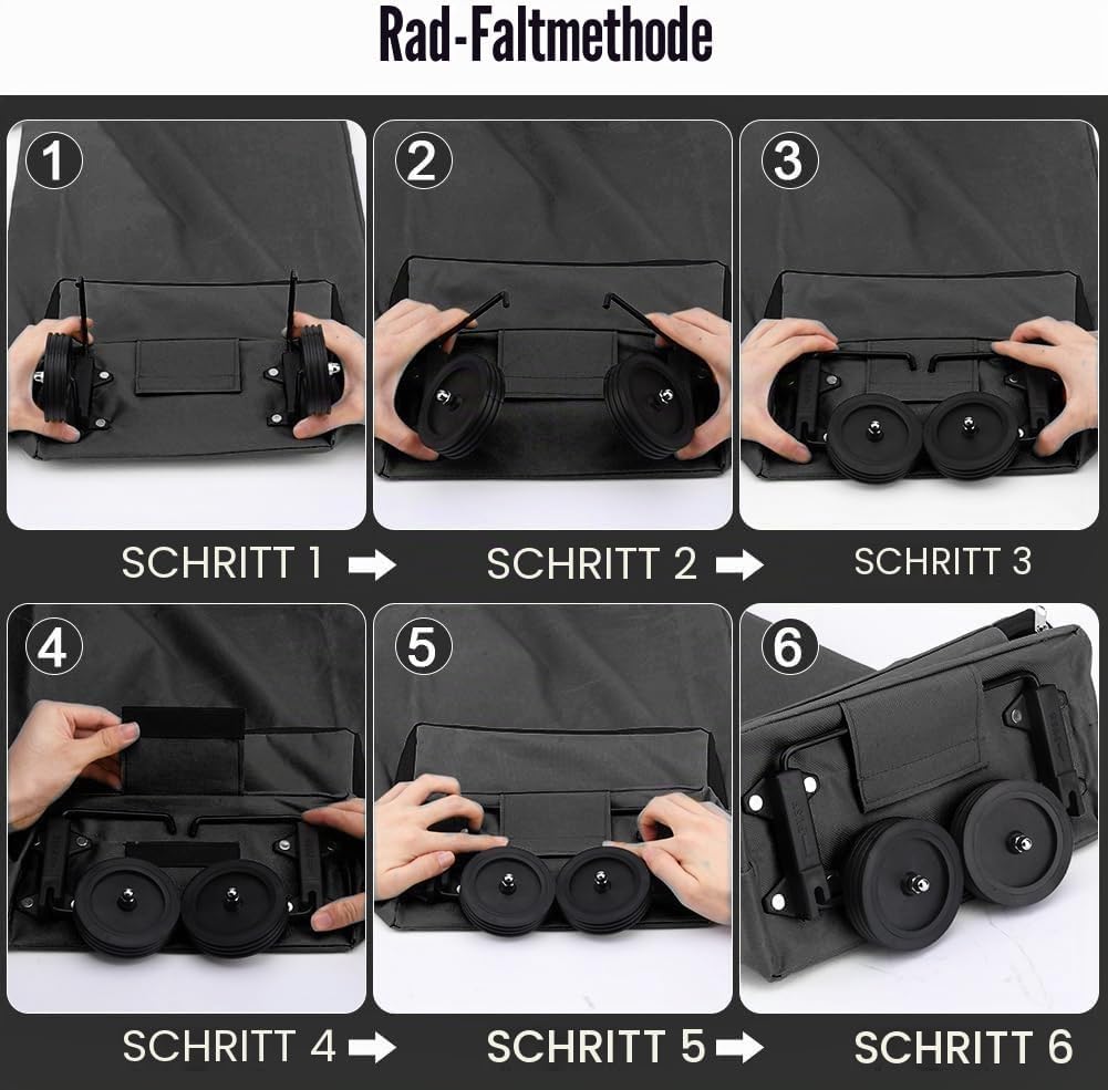 Einkaufstasche, 2 in 1 Einkaufstasche mit Rollen Faltbar, Faltbare Einkaufstrolley Tasche, Multifunk