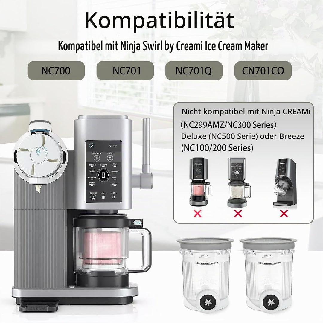 2 Stück Creami Behälter für Ninja Swirl, Tubs Zubehör für die Ninja Creami NC701 NC700 Serie, BPA-fr