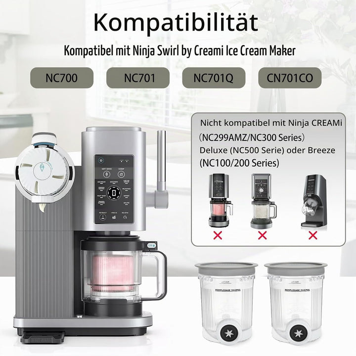 2 Stück Creami Behälter für Ninja Swirl, Tubs Zubehör für die Ninja Creami NC701 NC700 Serie, BPA-fr