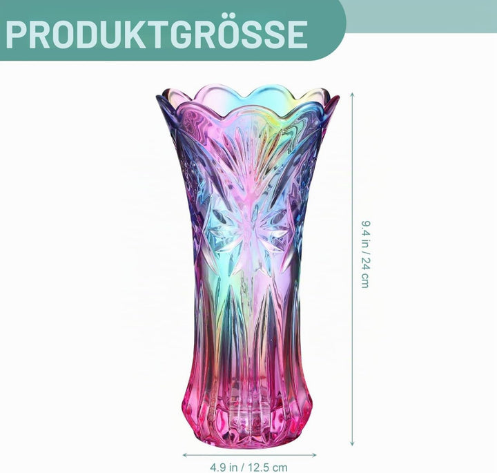 WINOMO Blumenvase Kristallglasvase Regenbogen Regenbogen Dekorative Pflanze Behälter Topf Weihnachte