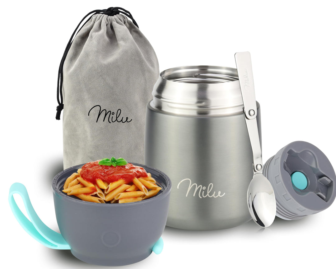 Milu® Thermobehälter 450, 650ml, 800ml | Edelstahl Warmhaltebehälter | Essensbehälter | Speisegefäss