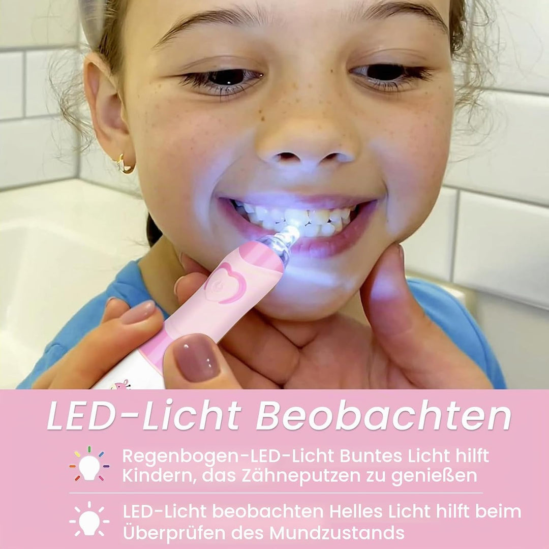 SEAGO Elektrische Zahnbürste Kinder ab 3-12 jahre Kinderzahnbürsten Elektrisch mit Farbigem Licht Sm