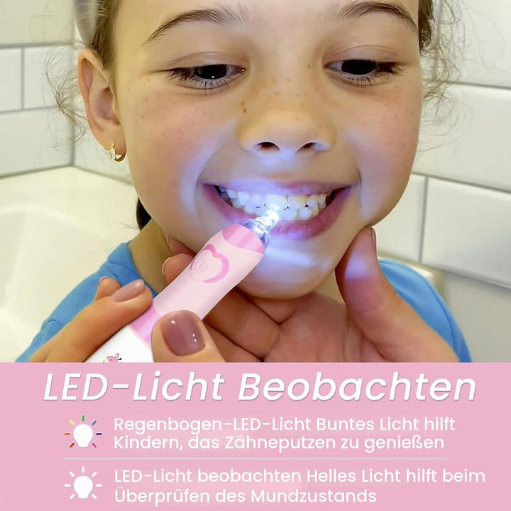 SEAGO Elektrische Zahnbürste Kinder ab 3-12 jahre Kinderzahnbürsten Elektrisch mit Farbigem Licht Sm