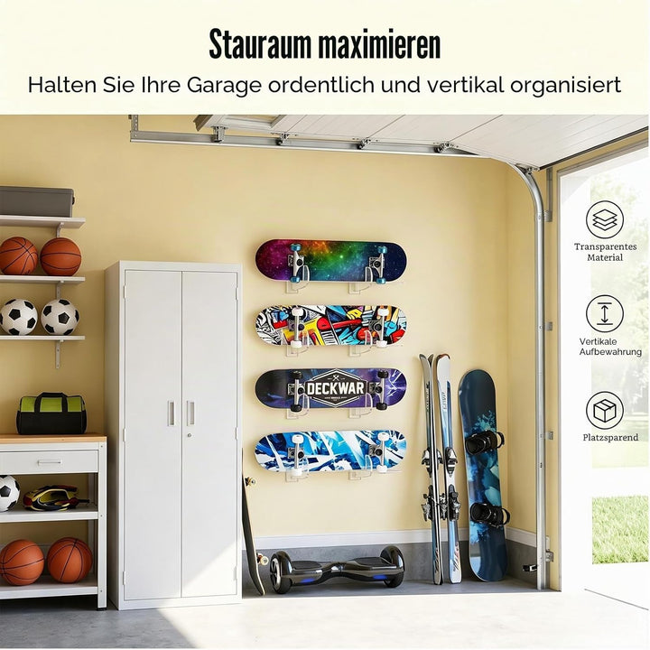 BiJun Skateboard Wandhalterung, Acryl Skate Deck Wandhalterung, Skateboards Horizontale Aufhänger Di