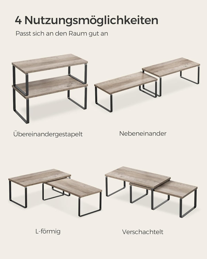 SONGMICS Gewürzregal, 4er Set, Küchenregal, Küchen-Organizer, erweiterbar, Gewürzhalter, stapelbar,