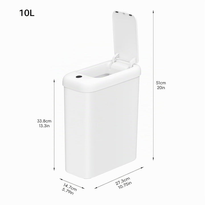 EKO Automatischer Badezimmer-Mülleimer mit Deckel, 10L Schlanker Sensor Abfalleimer, Wasserdichter B