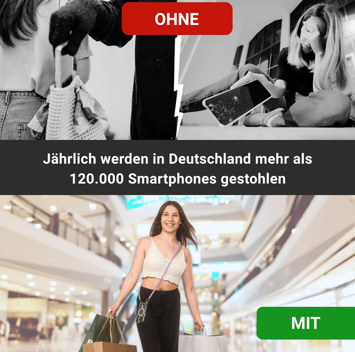 beadstars Perlen Handykette Universal zum Umhängen inkl. Patch und Geschenkbox, handgefertigt in Deu
