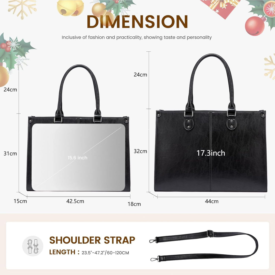 LOVEVOOK Laptoptasche 17.3 Zoll Handtasche Damen Umhängetasche Grosse PU Leder Shopper Tote Bag Arbe