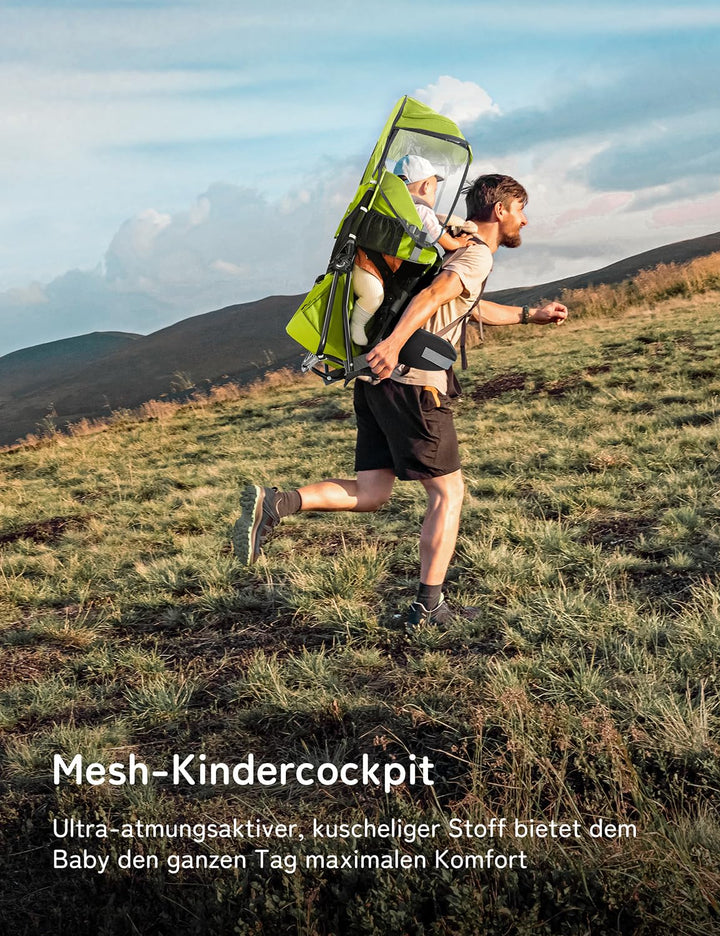 besrey Kraxe Kindertrage mit Aufbewahrungstasche, tragbare Kinderrückentrage für Reise, Kinderkraxe