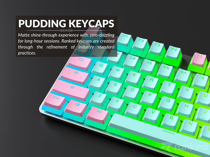 Ranked Pudding v2 PBT-Tastenkappen | 145 Double Shot Transluzent ANSI US- und ISO-Layout | OEM-Profi