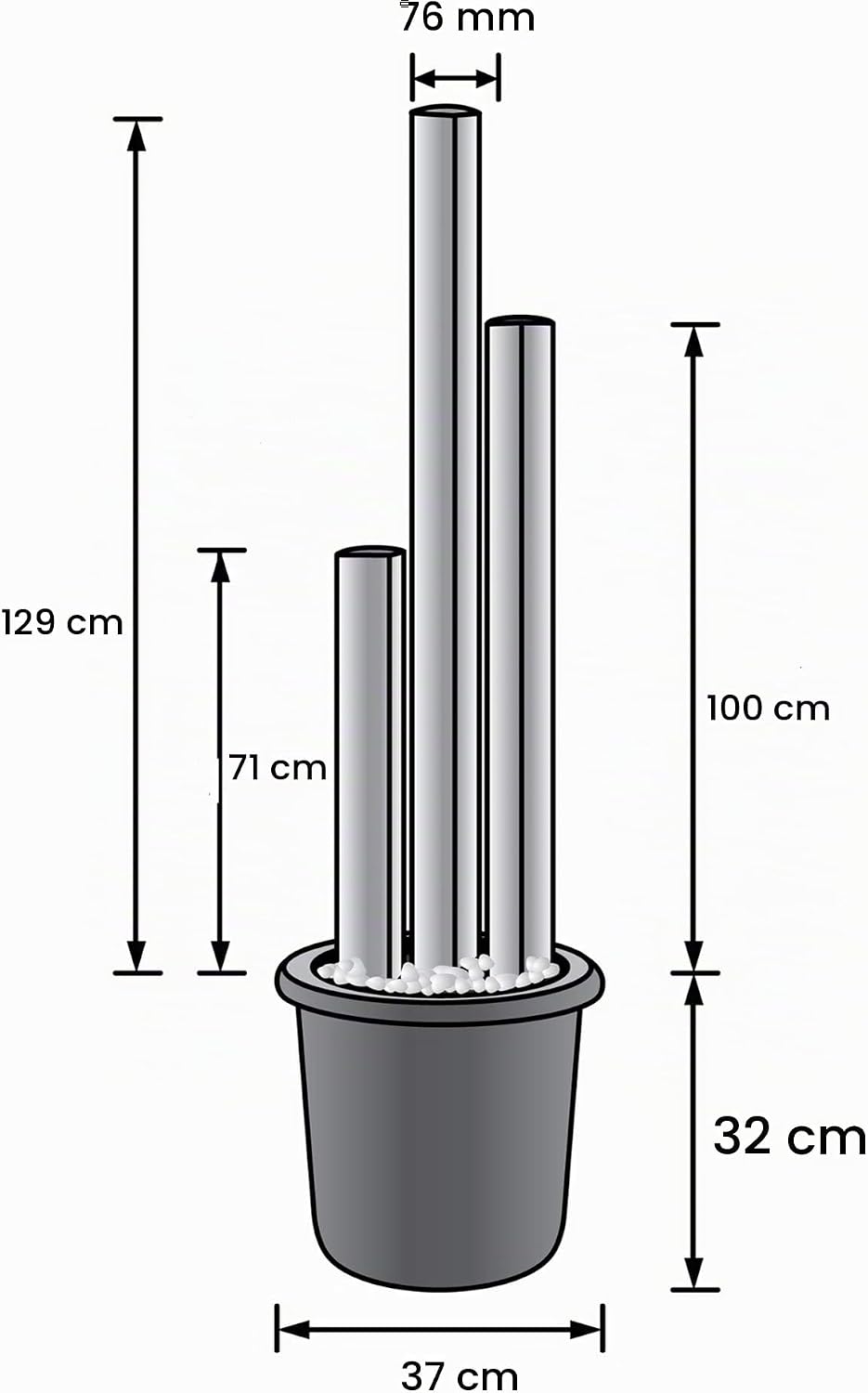 Köhko Springbrunnen 22007N aus gebürstetem Edelstahl mit LED-Beleuchtung und DREI Säulen mit untersc