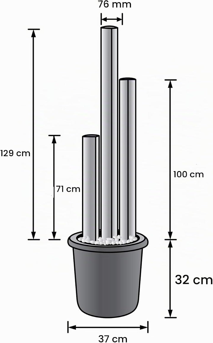 Köhko Springbrunnen 22007N aus gebürstetem Edelstahl mit LED-Beleuchtung und DREI Säulen mit untersc