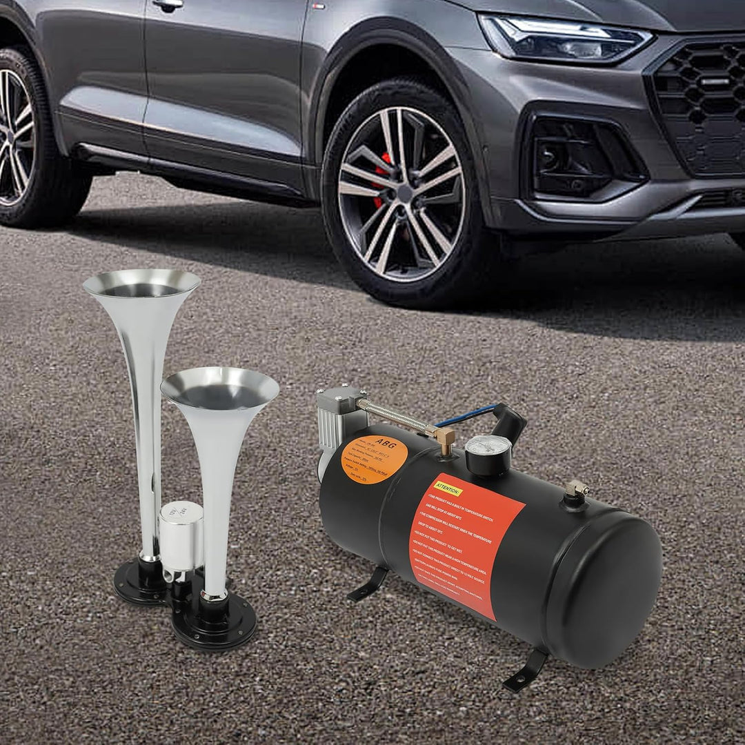 12V Luftkompressor Mit Tank, 150PSI Lufttank Kompressor Pumpe mit 2 Lufthörner für LKW SUV Car Truck