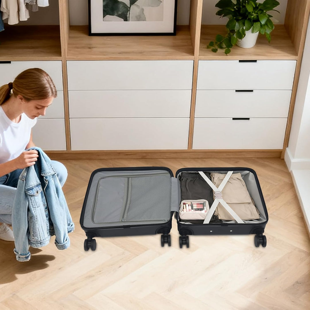 18 Zoll Handgepäck mit Rädern, leicht Business Trolley Reisekoffer, Frontöffnung, Koffer mit TSA-Gep