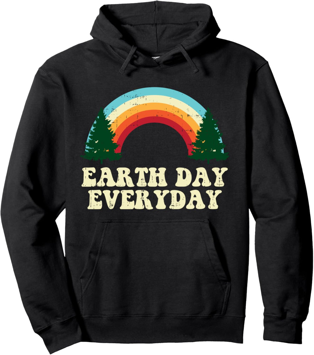 Earth Day Everyday Trees Rainbow Retro Environmentalist Gift Pullover Hoodie
