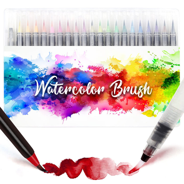 Amteker 24+1 Aquarellstifte Brush Pen Set, Malen, Pinselstifte mit Flexiblen Nylonspitzen, Wasserfar