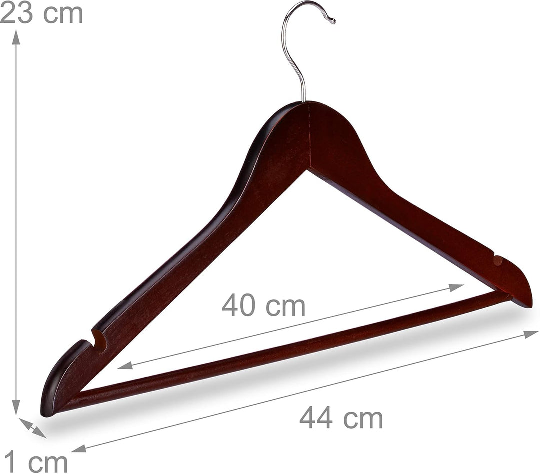 Relaxdays 60 x Kleiderbügel Holz, Garderobenbügel, Hemden & Hosen, 360° drehbar, klassisch, Bügel Hx