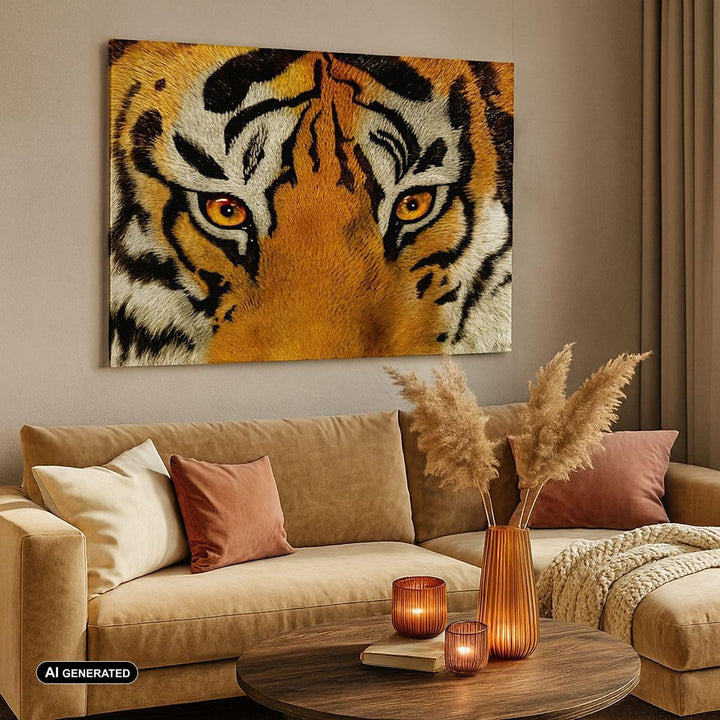 Bilder auf Leinwand Tiger Tiere Natur Safari Leinwandbild 70x50cm Wandbilder Dekoration Wohnzimmer S