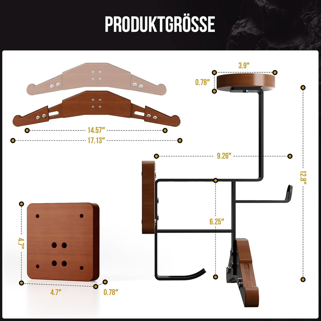 OneTigris Helmhalterung Wand Ver. 2.0 – Stabile Motorrad-Garderobe & Westenhalter, Helm Halterung 80