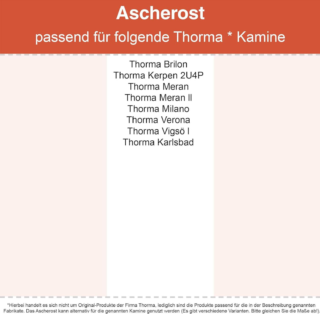 Kaminrost/Ascherost Rund Ø 190 x 10 mm passend für Thorma** Kaminöfen inkl. Modellübersicht - Ascher