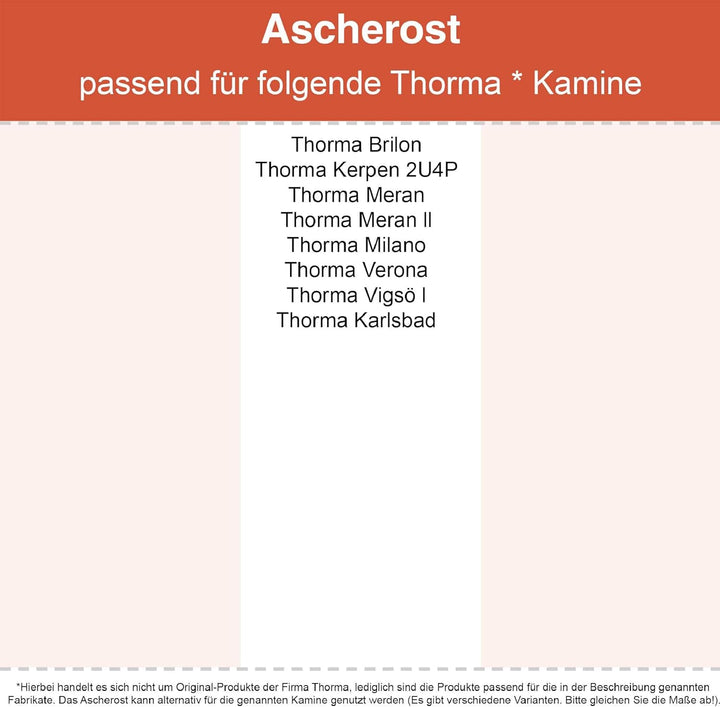 Kaminrost/Ascherost Rund Ø 190 x 10 mm passend für Thorma** Kaminöfen inkl. Modellübersicht - Ascher