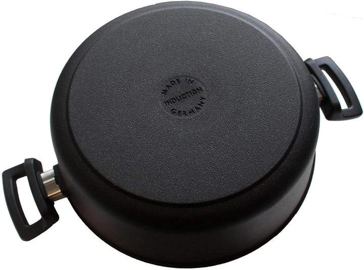 Eurolux Universal-Topfset Induktion Aluguss beschichtet 6-teilig - schwarze Koch-Töpfe Set & Deckel