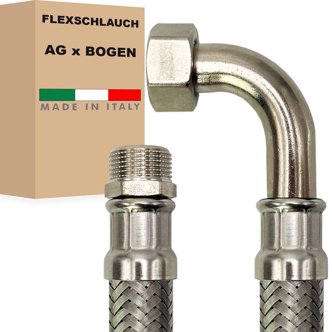 Flexschlauch DN25-1" Edelstahl Panzerschlauch Sanitär Hauswasserwerk - Made in Italy (1" AG x 1" BOG