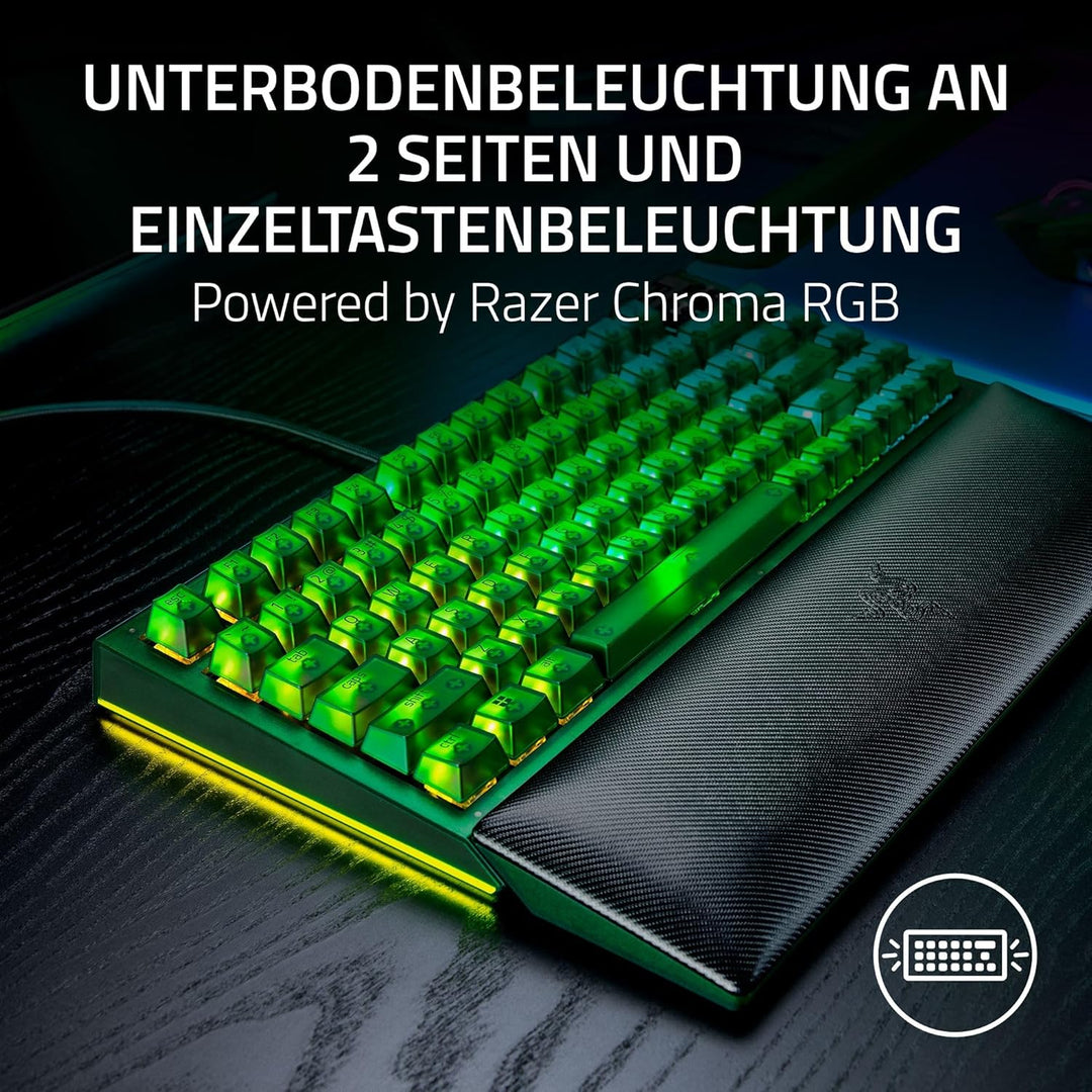 Razer BlackWidow V4 75% Phantom Green Edition - Hot-swap-fähige mechanische Gaming-Tastatur (Orange