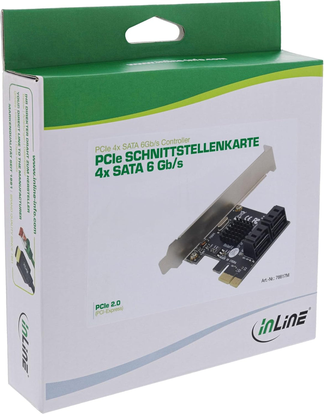 InLine PCIe Schnittstellenkarte, 4X SATA 6Gb/s, Hot Swap, NCQ, Marvell Chipsatz, für SSD und HDD Erw