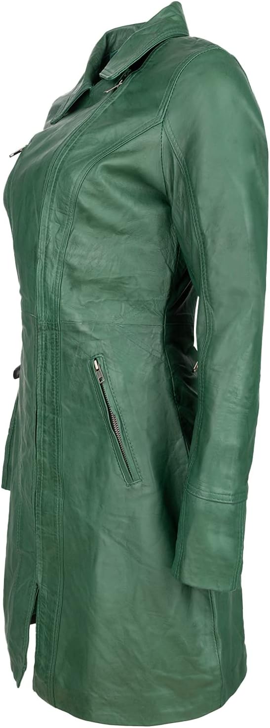 URBAN 5884 Damen Janice Frauen Lederjacke | Elegante Jacke aus weichem Lammfell für Damen, Langes Mo