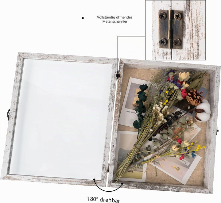 GraduationMall Weiss 28x35cm 3D Bilderrahmen Tief Objektrahmen Schaukasten Türvitrine Retro Weiss,Ge