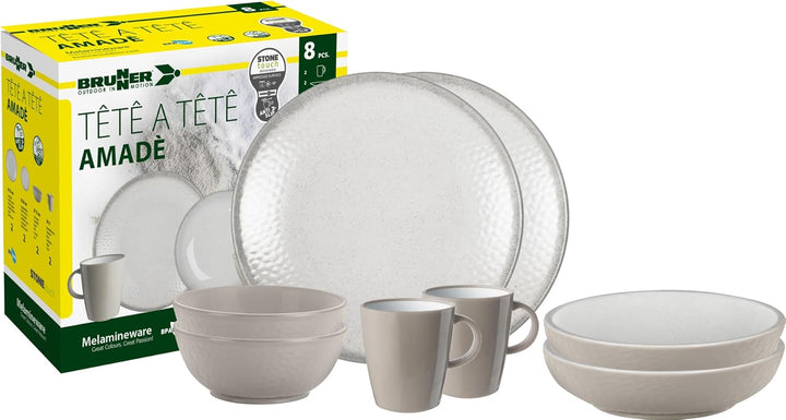 BRUNNER 0830143N.C8X Campinggeschirr Set für 2 Personen, Tête-À-Tête Amadè, 8-teilig