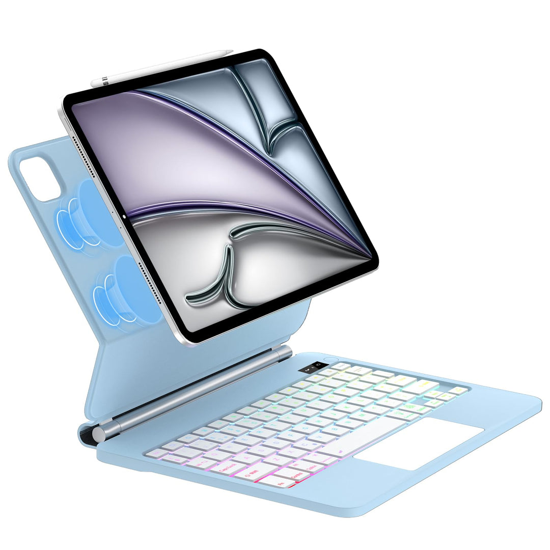 IVEOPPE Magic Keyboard iPad Air 13 M3 2025/ M2 2024, Freischwebendes Stand Design, Beleuchtete Multi