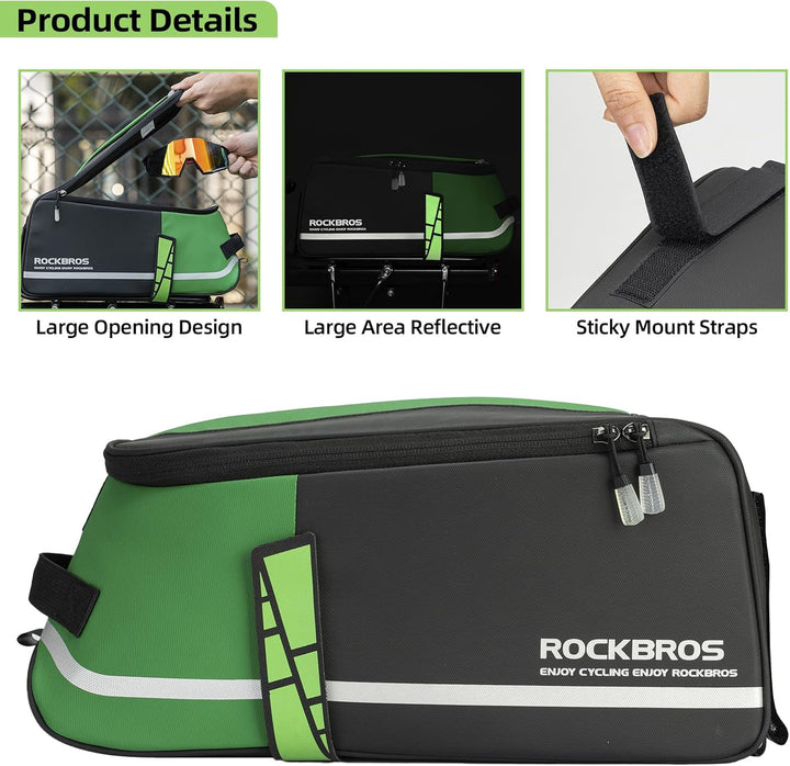 ROCKBROS Fahrrad Gepäckträgertasche 9L Fahrradtasche Transporttasche Wasserdicht Schwarz mit Regensc