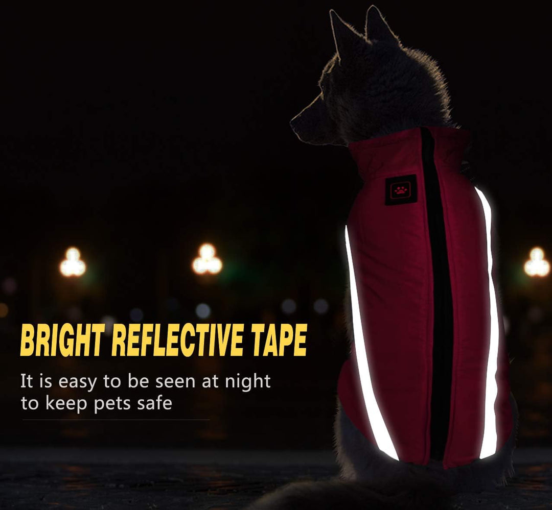 Idepet Wasserdichter Hundemantel Winter Warme Jacke, Winddichte Haustierkleidung Hundejacke Outfit f