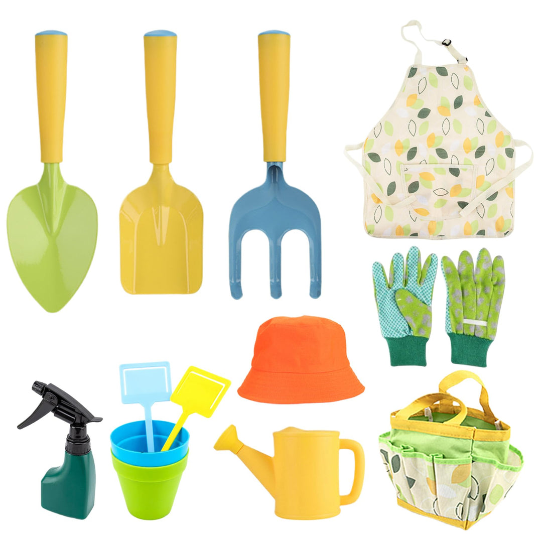 Kleinkind-Gartenset, Kinder-Gartenset, 11-teilig, inklusive Schaufel, Rechen, Giesskanne, Handschuhe