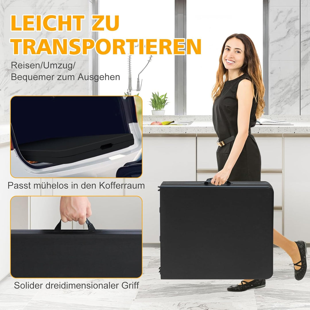 Klapptisch 125x61cm Kunststoff Klappbar Gartentisch Multifunktional Campingtisch mit Griff für BBQ,