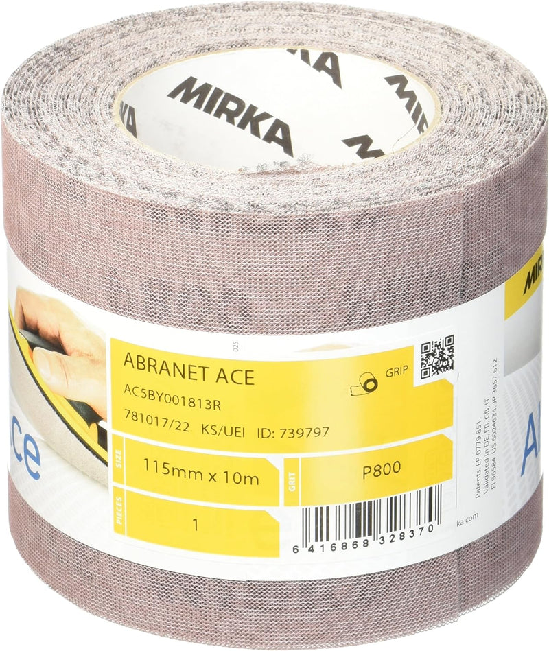 MIRKA AC5BY001813R Abranet ACE x 10 m Grip Rolle P800, 115 mm